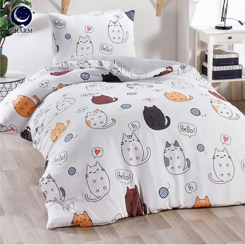 CHARM ชุดผ้าปูที่นอน + ผ้านวม .5 ฟุต 6 ชิ้น ลาย CHUBBY CAT คอลเลคชั่น DREAMY_7